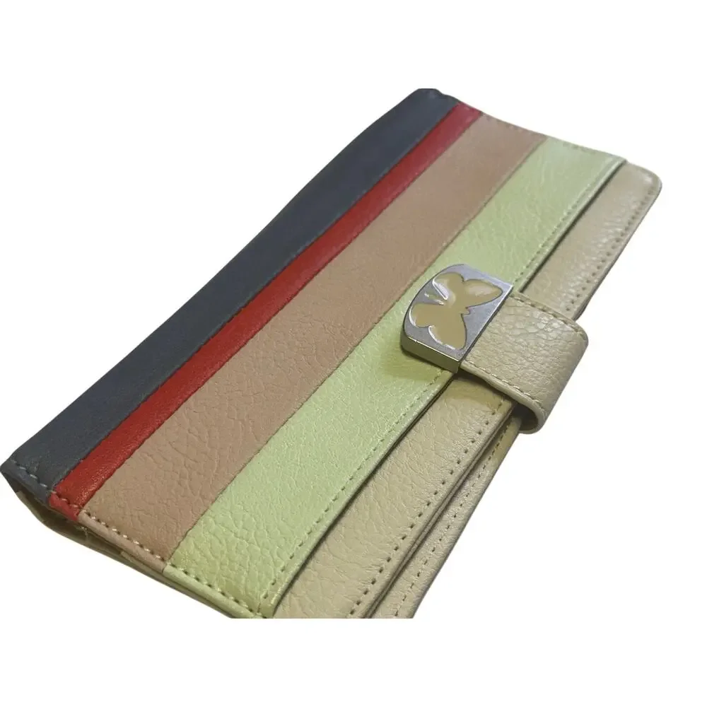 Vintage y2k RELIC by Fossil color block stripe butterfly clasp wallet